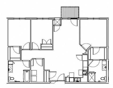 Floor plan for 3 beds, 2 baths, 1299 sqft